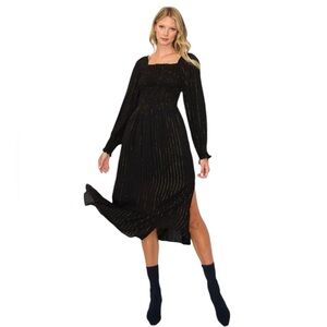 O A T NEW YORK Square Neck Puff Sleeve Dress